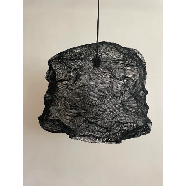 21st Century Handcrafted Knitted Lamp Cloud in Black Color, D60cm For Sale - Image 6 of 10