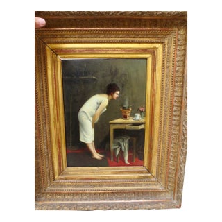 Paul DesireTrouillebert Oil on Panel "Tea Time" For Sale