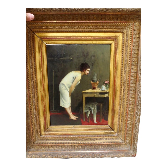 Paul DesireTrouillebert Oil on Panel "Tea Time" For Sale