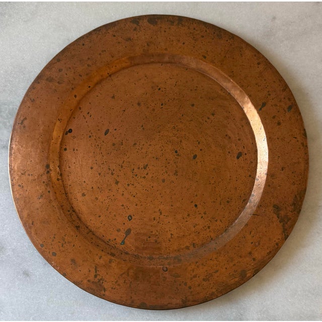 Set of 8 Hand Hammered Copper Charger Plates For Sale - Image 4 of 12