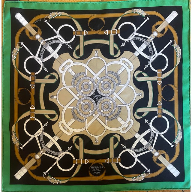 Hermès Éperon D’or 1989 Gavroche Silk Scarf Designed by Henry D’Origny For Sale