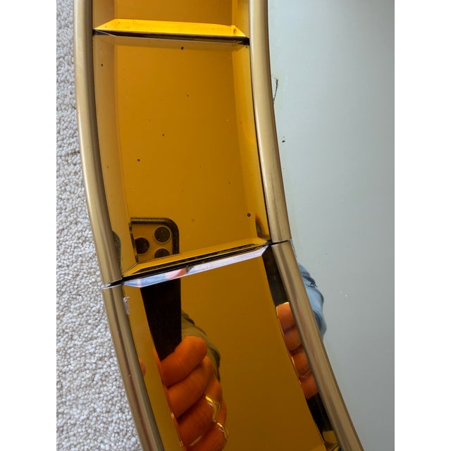 Oval Gold Hand-Cut Beveled Glass Mirror Model 2727 by Cristal Art. Cristal Art original oval mirror model 2727 with gold...