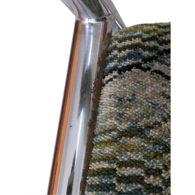 Textile Mid-Century Space Age Chrome Chairs with Green Fabric Upholstery, 1970s, Set of 2 For Sale - Image 7 of 11