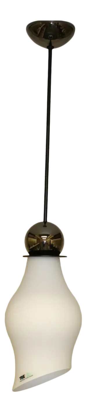Sergio Asti Murano Blown White Glass Pendant by Itre