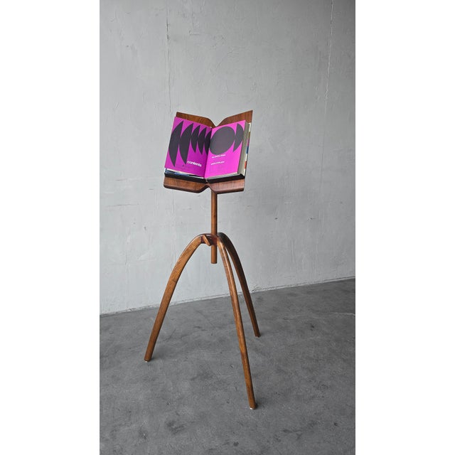 Sculpted Walnut Studio Craft Music Stand, Signed For Sale - Image 9 of 14