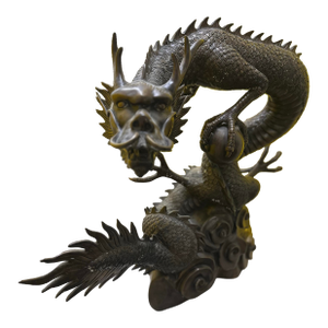 Late 20th Century Large Monumental Asian Style Bronze Dragon Sculpture – Heavy Decorative Statement Piece