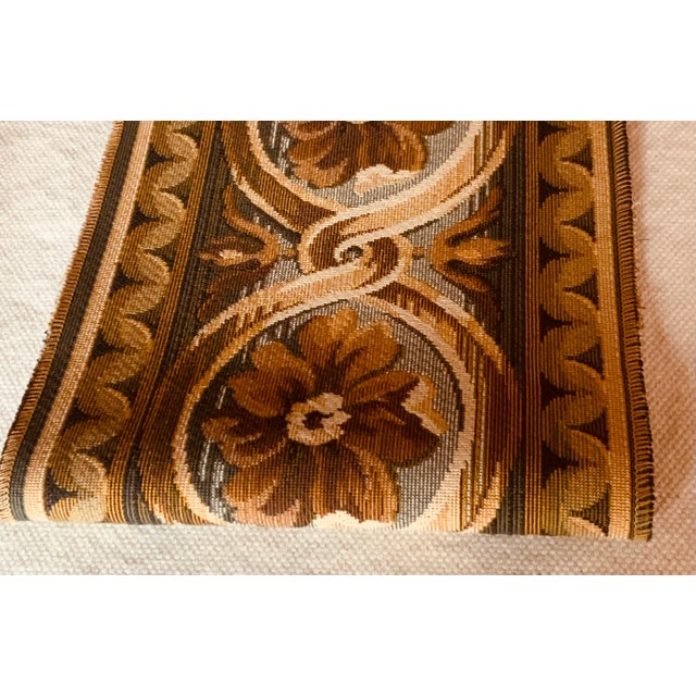 Scalamandré Woven Tapestry Border Remnant | Tobacco Amber Sage | 7"w × 104"l For Sale - Image 6 of 13
