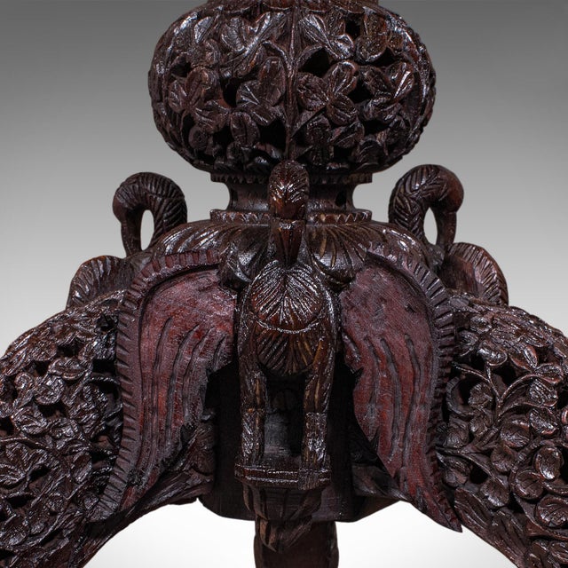Antique Carved Tea Table, Burmese, Teak, Octagonal, Lamp, Side, Victorian, 1860 For Sale - Image 12 of 12