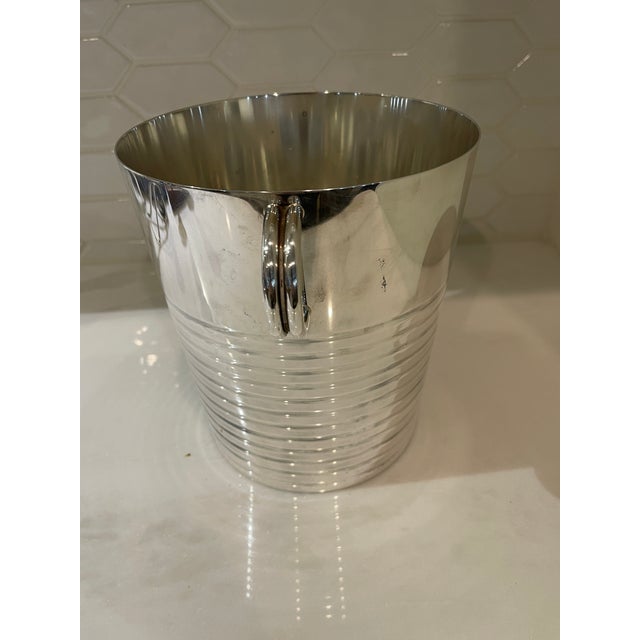 1940s Art Deco Christofle Silver Plated and Mahogany Champagne Stand With Matching Bucket For Sale - Image 12 of 15