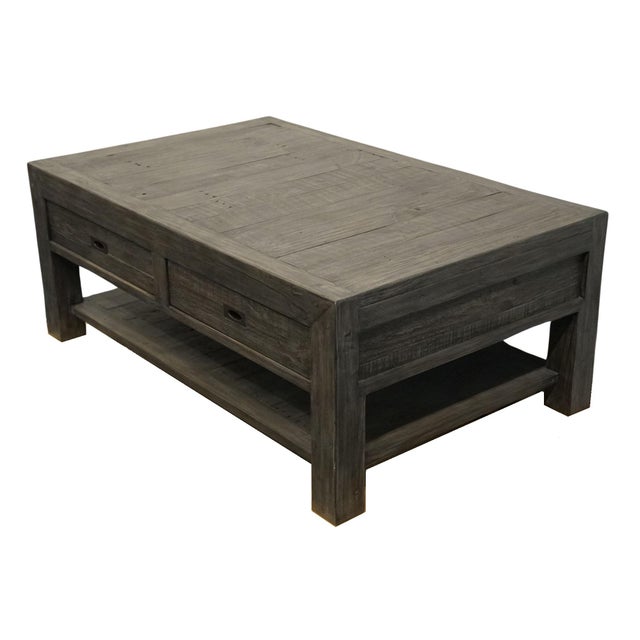 West Main Home Ashford Collection Contemporary Farmhouse Style 50" Reclaimed Wood Accent Coffee Table - Dark Gray Finish For Sale - Image 4 of 10
