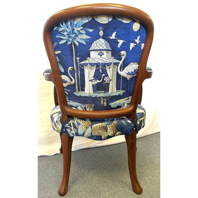 Early 20th Century Early 1900's French Boudoir Fruitwood Armchair With New Statement Upholstery For Sale - Image 5 of 18