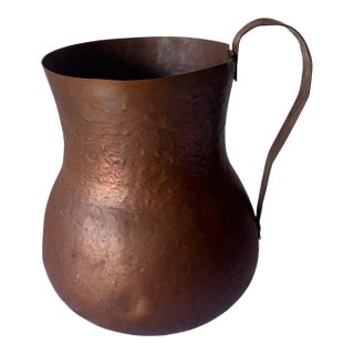 Vintage Hand-Hammered Copper Pitcher or Water Jug For Sale