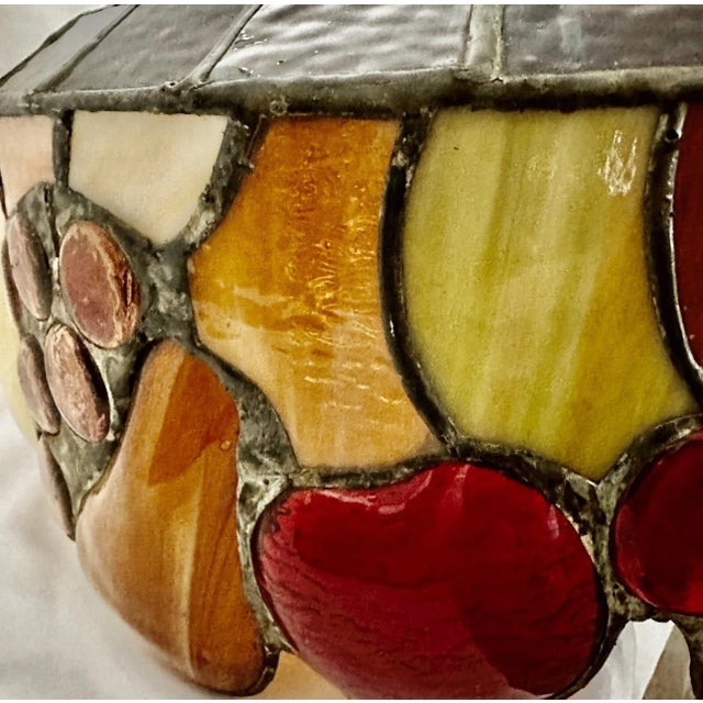 Vintage 1960s Leaded Tiffany Style Hanging Lamp Shade For Sale - Image 10 of 12