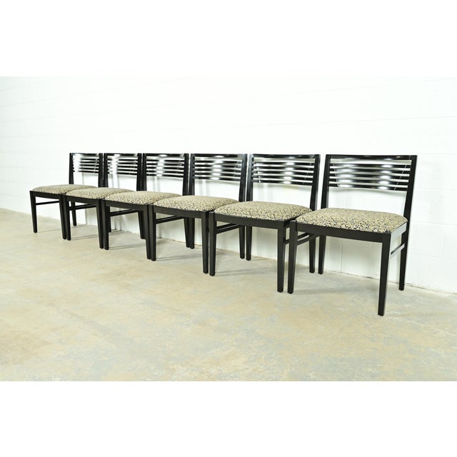 Knoll Knoll Postmodern Black Lacquered Ricchio Dining Chairs, Set of Six For Sale - Image 4 of 13