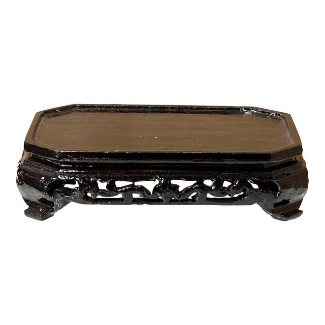 3.75" Medium Brown Wood Rectangular Shape Display Stand Riser Easel For Sale