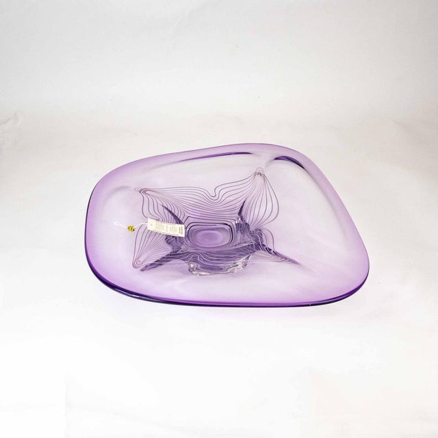 Purple Large Neodymium Glass Bowl by Adam Jablonski, Poland, 1970s For Sale - Image 8 of 14