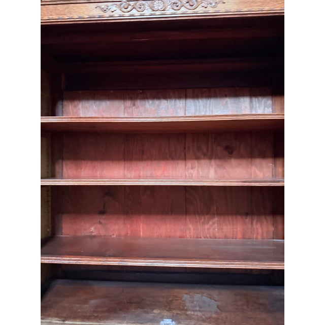 Antique 19th Century Renaissance Revival Oak Bookcase/Cabinet For Sale - Image 10 of 15