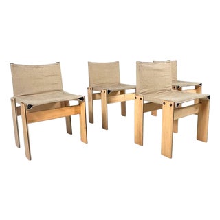 Vintage Monk Dining Chairs by Afra & Tobia Scarpa for Molteni, 1970s, Set of 4 For Sale