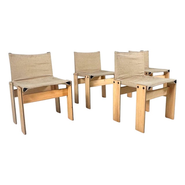 Vintage Monk Dining Chairs by Afra & Tobia Scarpa for Molteni, 1970s, Set of 4 For Sale