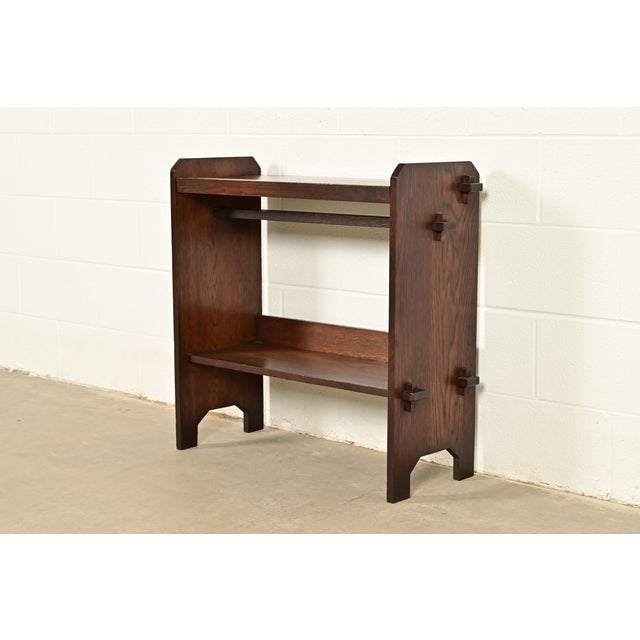 Limbert Style Antique Mission Oak Arts & Crafts Book Trough or Magazine Stand, Newly Refinished For Sale - Image 11 of 11