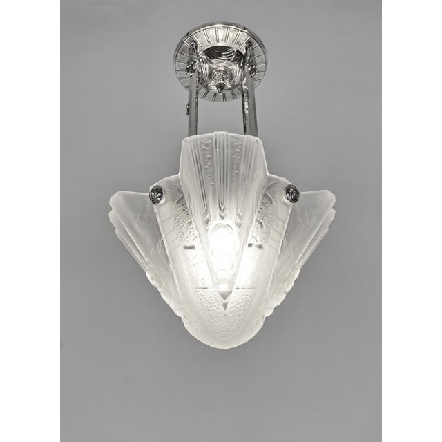 Atelier Petitot French Art Deco Pendant Light by Petitot & Muller Freres 1930 France For Sale - Image 4 of 13