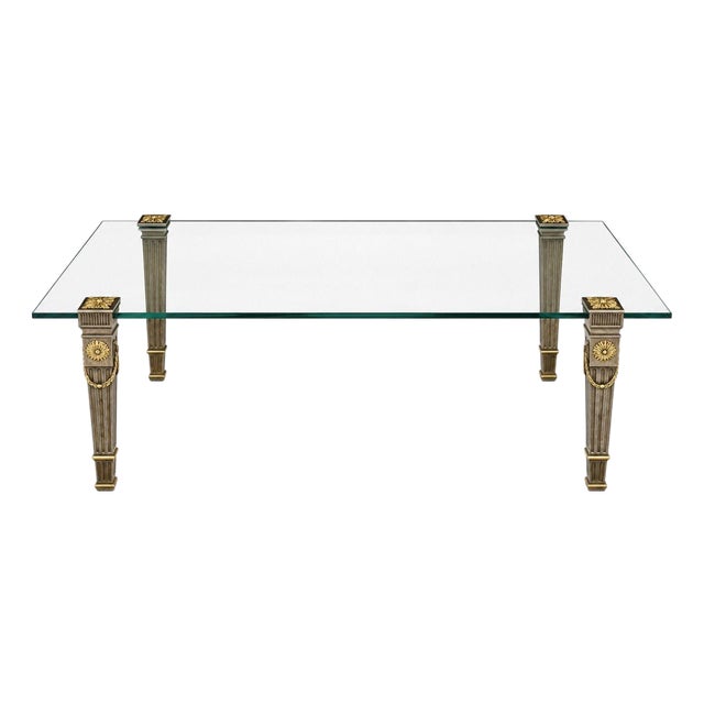 P.E. Guerin Louis XVI Style Bronze Garland Coffee Table. u.s.a Late 20th Century For Sale