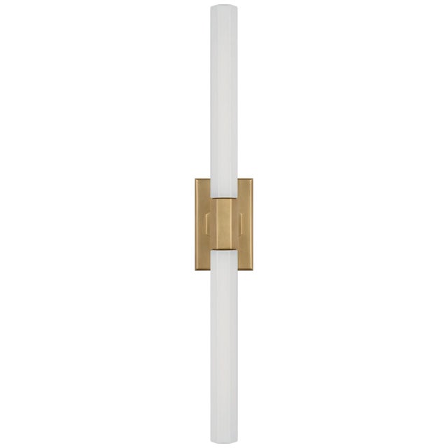 Hawthorne 20" Double Bath Light in Antique-Burnished Brass with White Glass Designer: Chapman & Myers Finish: Antique-...