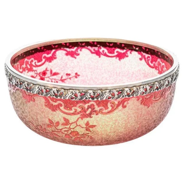 Baccarat Pattern Bright Crimson Acid Etched Bowl, France, 1900s For Sale - Image 11 of 11