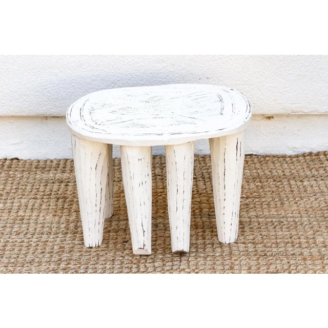 Artisanal White Carved Nupe Coffee Table For Sale In Los Angeles - Image 6 of 8