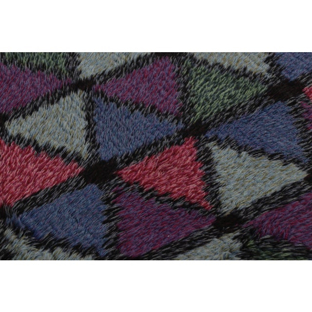 1960s Vintage Swedish Rya Rug, Colorful Scandinavian Geometric Patterns - Rug & Kilim For Sale - Image 5 of 8