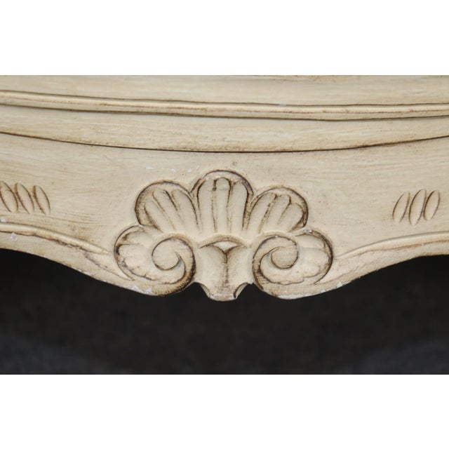 Pair of Fantastic French Rococo Bombe Distressed Off-White Painted Commodes For Sale In Philadelphia - Image 6 of 12
