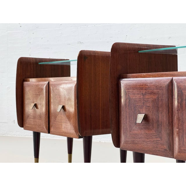 Mid-Century Modern Mahogany Bedside Table with Glass Tops, 1960s For Sale - Image 10 of 18