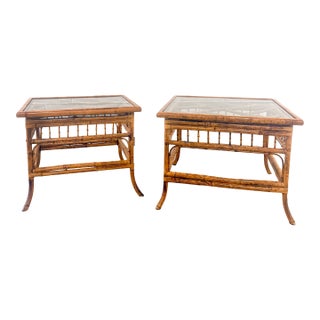 Mid 20th Century Brighton Pavilion Style Bamboo Side Table Mersman Style Tables 2 For Sale