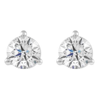 Alexander Beverly Hills 0.87 Carat Diamond 3-Prong Stud Earrings 18k White Gold For Sale