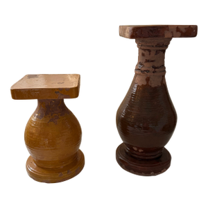 Pottery Barn Tuscan Terra Cotta Pillar Candle Holders- Set of 2