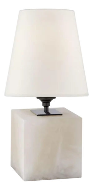 Thomas O'Brien by Visual Comfort Signature Terri Cube Accent Lamp in Alabaster with Linen Shade
