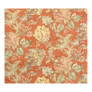 P. Kaufmann "Komoda" Guava Jacobean Floral Linen Blend Fabric- 4.5 Yards For Sale
