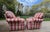 A Pair of Custom Pink Plaid Pleated Skirt Lounge Chairs With Rolled Arms For Sale - Image 12 of 18