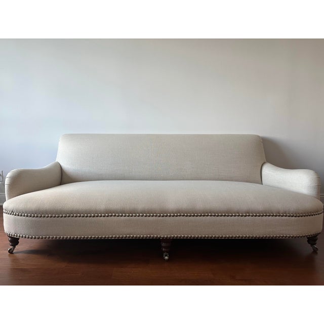 Elegant, authentic George Smith Jules sofa with a generous fixed seat and a gorgeous slanting back. Barely used. Original...