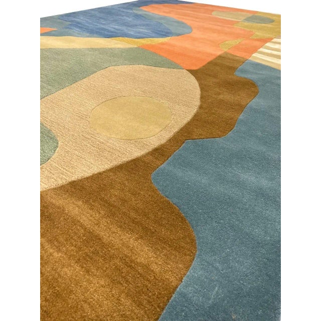 Burnt Orange 2020s Fine Hand Tufted Abstract Rug For Sale - Image 8 of 12