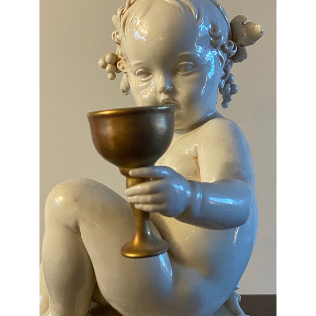 Ceramic Vintage Giuseppe Cappe Baby Cherub Porcelain Sculpture Statue For Sale - Image 7 of 15