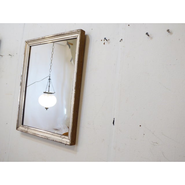 Wood Antique Small Minimalist Silver Mirror For Sale - Image 7 of 7