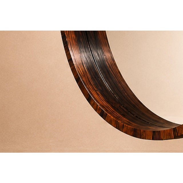Monumental Brazilian Modern Round Mirror in Rosewood, 1960s For Sale - Image 9 of 15