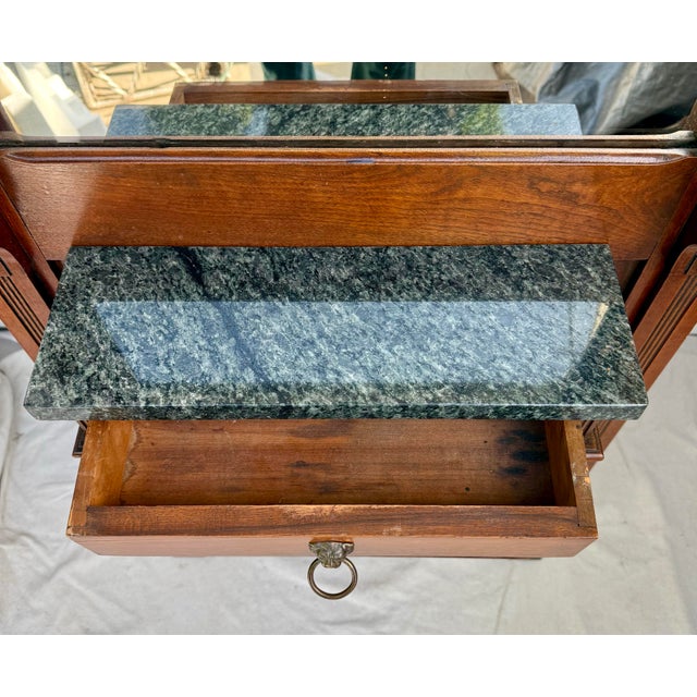 Wood 1880s Eastlake Aesthetic Movement Walnut Hall Mirror With Marble Shelf & Drawer For Sale - Image 7 of 16