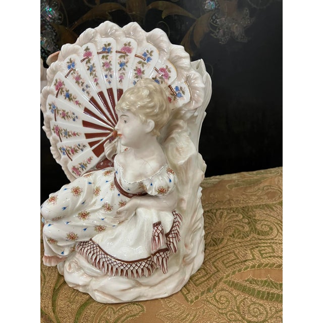 Exquisite Antique KPM Berlin Porcelain Figurine Lady With Fan & Cherub R. Moller For Sale - Image 10 of 17