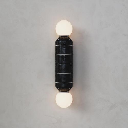 Contemporary Navazi Medium Wall Lamp in Scorched Coal Ceramic and Glass by Svitanok For Sale - Image 3 of 18