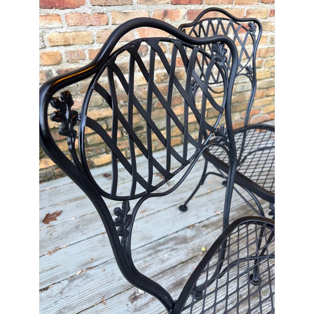 Metal Mid 20th Century Woodard Florentine Orleans Pattern Iron Patio Chairs - Set of 4 For Sale - Image 7 of 8