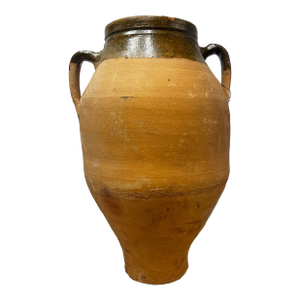 Vintage Glazed Terracotta Olive Jar With Handles - Large
