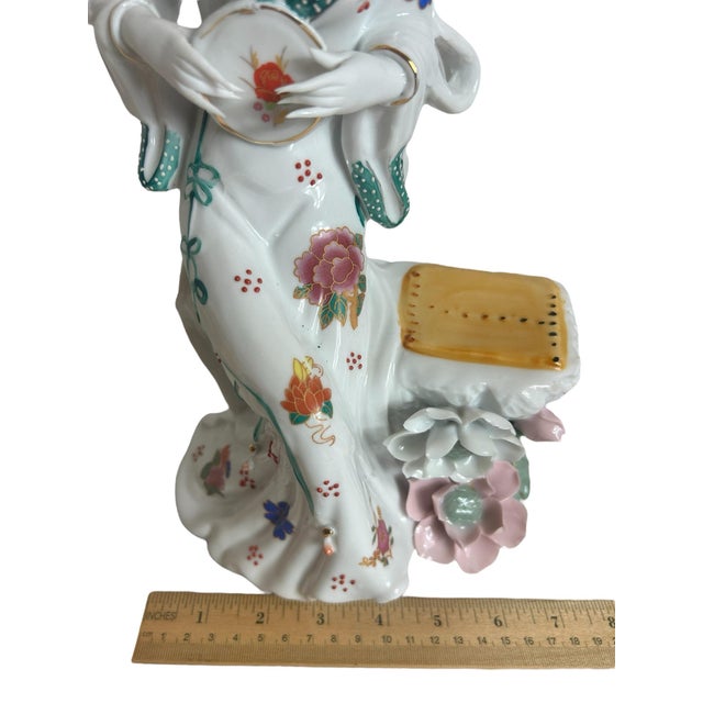 Late 20th Century Vintage Japanese Geisha Porcelain Statue Asian Figure For Sale - Image 5 of 12