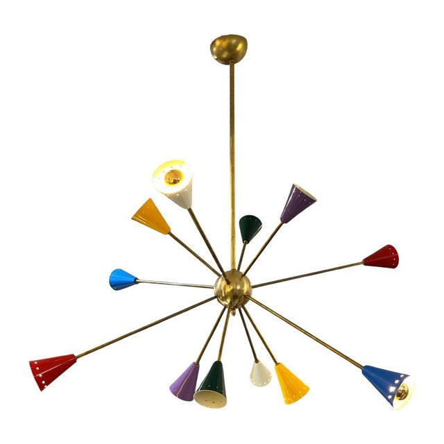 Sputnik Lamp in Brass with Colored Bulbs, 1970s For Sale - Image 3 of 10